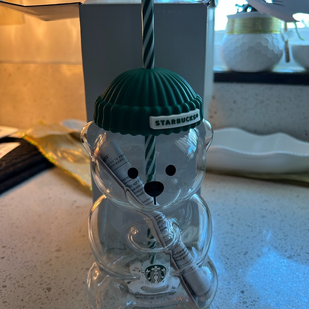 Starbucks Bear Tumbler with Green Lid